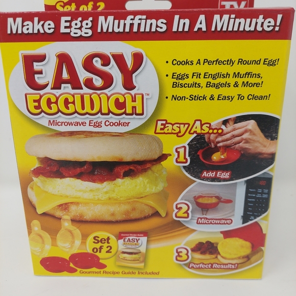 Easy Eggwich Microwave Egg Cooker Breakfast Sandwich Muffin Set Of 2 Non Stick - Picture 2 of 11